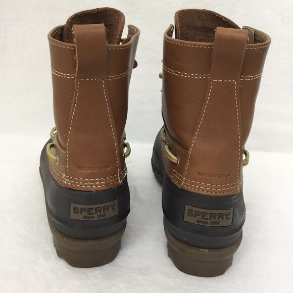 SPERRY Men's Decoy Duck Boots STS13457 Tan/Black Leather top Waterproof Sz 13 M - Picture 5 of 10